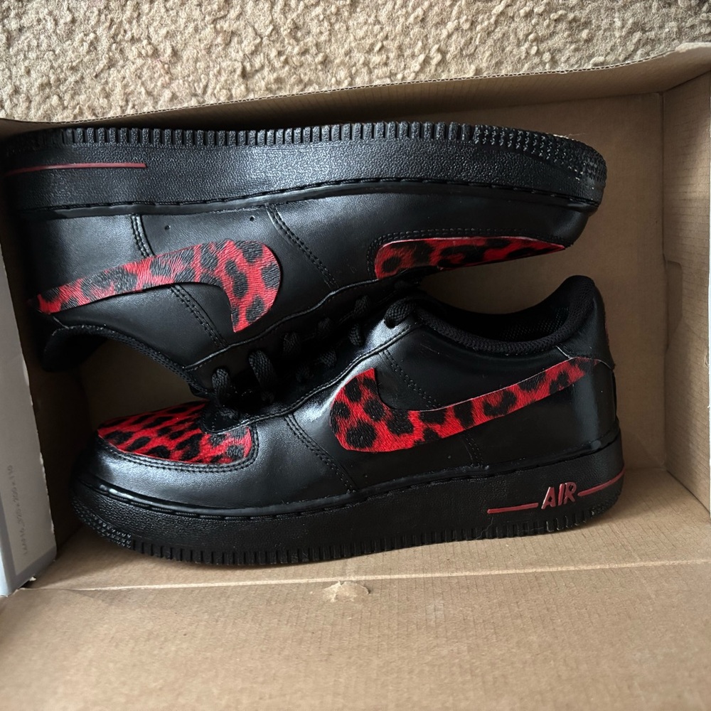 Black and Red Animal Print Sneakers
